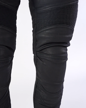 Jeansy motocyklowe damskie OZONE ROXY LADY WAXED BLACK czarny