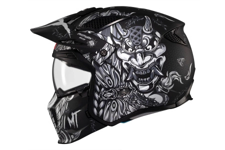 Kask otwarty z wpinaną szczęką MT STREETFIGHTER SV S HELLISH MATT BLACK/GREY czarny szary