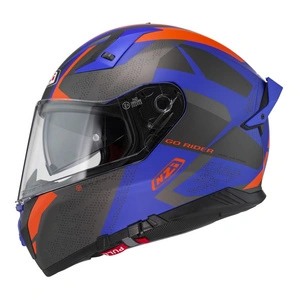 Kask integralny NZI GO RIDER STREAM DUO TRIDENT BLUE ANTRACITE ORANGE MATT pomarańczowy niebieski szary