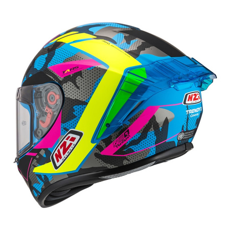 Kask integralny NZI TRENDY CAMU BLUE NEON PINK BLUE S MATT niebieski różowy