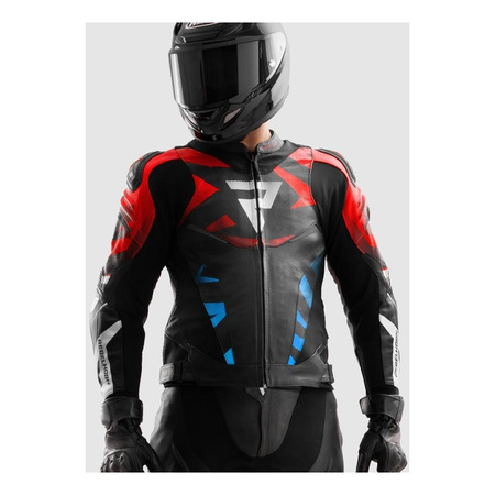 Kurtka skórzana REBELHORN INFERNO BLACK/BLUE/WHITE/RED czarny niebieski biały czerwony