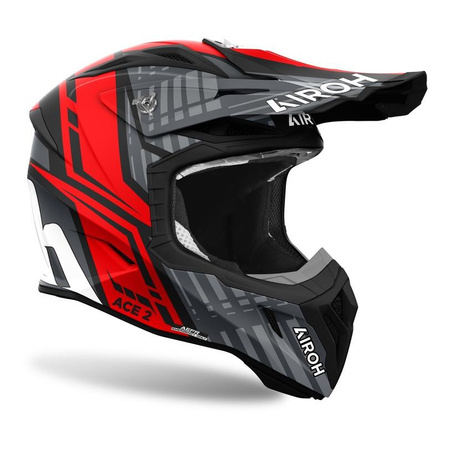 Kask cross AIROH AVIATOR ACE 2 PROUD RED MATT czerwony fluo szary czarny
