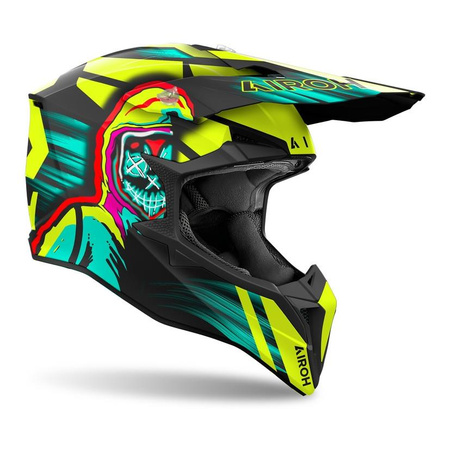 Kask cross AIROH WRAAAP CYBER YELLOW MATT żółty fluo czarny zielony