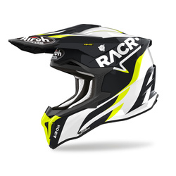 Kask cross AIROH STRYCKER RACR GLOSS czarny biały żółty fluo