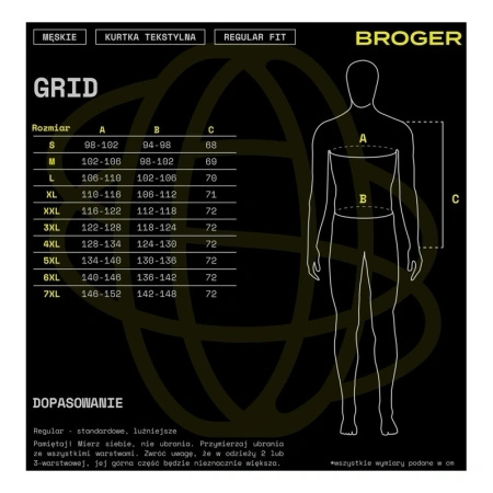 Kurtka tekstylna BROGER GRID BLACK czarny