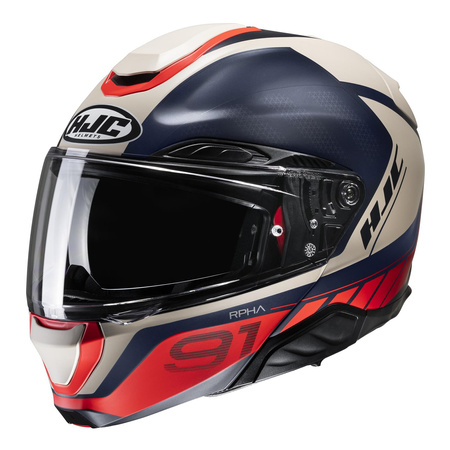 Kask szczękowy HJC RPHA 91 RAFINO GREY/RED granatowy czerwony szary beżowy