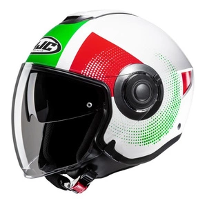 Kask otwarty HJC I40N PYLE WHITE/GREEN biały zielony czerwony