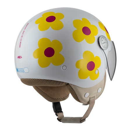 Kask otwarty NZI PASARELA MARGARITAS NARANJA Y ROSA biały czerwony żółty