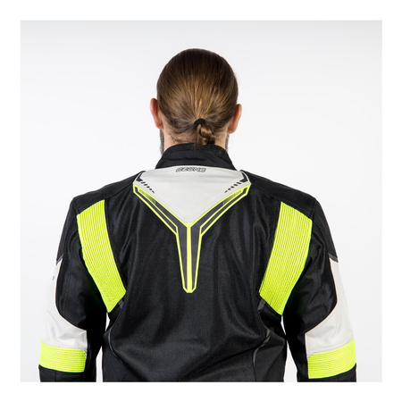 Kurtka tekstylna OZONE FLOW BLACK/GREY/FLUO YELLOW czarny szary żółty fluo