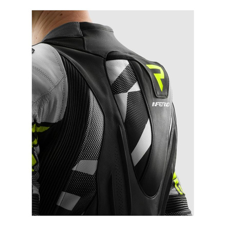 Kurtka skórzana REBELHORN INFERNO BLACK/WHITE/FLUO YELLOW czarny biały