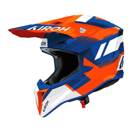 Kask cross AIROH WRAAAP VISION ORANGE BLUE GLOSS biały niebieski pomarańczowy fluo