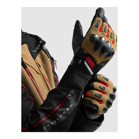 Rękawice miejskie REBELHORN DEFENDER DESERT/BLACK/RED brązowy czarny czerwony