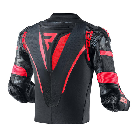 Kurtka skórzana REBELHORN REBEL BLACK/FLO RED czarny czerwony fluo