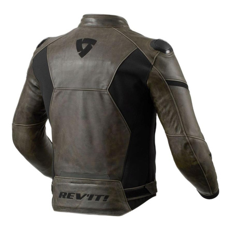 Kurtka skórzana REVIT PARALLAX BLACK/OLIVE czarny zielony