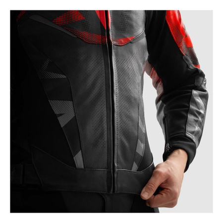 Kurtka skórzana REBELHORN INFERNO BLACK/FLUO RED czarny czerwony fluo