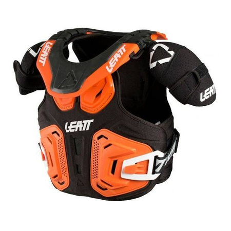 Buzer dziecięcy LEATT FUSION VEST 2.0 JUNIOR z osłoną szyi ORANGE czarny pomarańczowy fluo