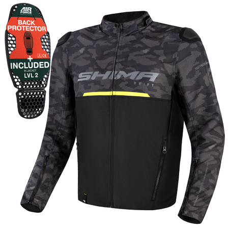 Kurtka tekstylna SHIMA DRIFT MEN CAMO czarny szary żółty fluo