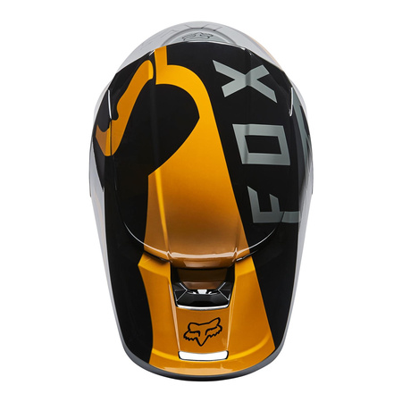 Kask cross dziecięcy FOX JUNIOR V1 SKEW BLACK/GOLD czarny złoty szary