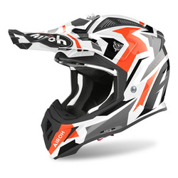 Kask cross AIROH AVIATOR ACE SWOOP ORANGE GLOSS biały pomarańczowy szary