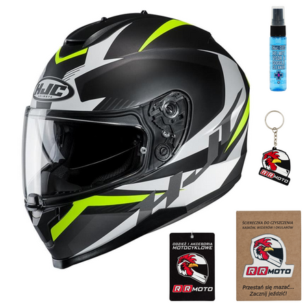 Kask integralny HJC C70 TROKY BLACK/FLO GREEN czarny biały zielony fluo
