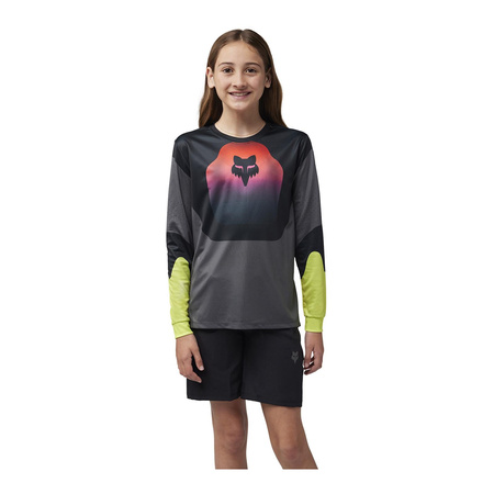 Koszulka rowerowa dziecięca FOX JUNIOR RANGER Z DŁUGIM RĘKAWEM REVISE BLACK/PINK czarny różowy