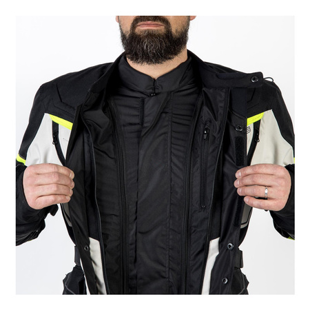 Kurtka tekstylna OZONE SAHARA BLACK/GREY/FLUO YELLOW czarny szary żółty fluo