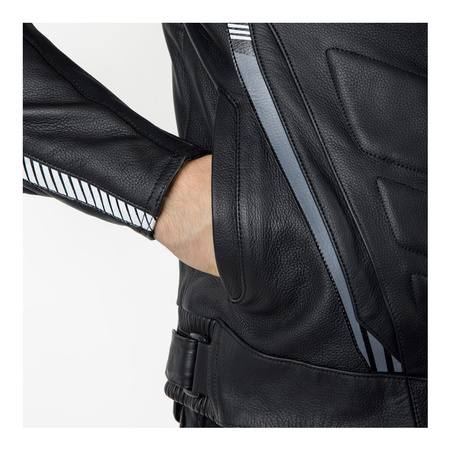 Kurtka skórzana OZONE RS600 BLACK/WHITE czarny biały szary