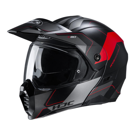Kask modułowy HJC C80 ROX BLACK/RED czarny czerwony szary