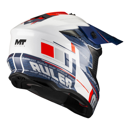 Kask cross MT FALCON S RULER A15 GLOSS biały niebieski czerwony