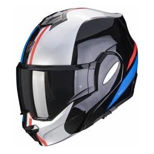 Kask szczękowy SCORPION EXO-TECH FORZA BLACK/SILVER/RED czarny biały czerwony niebieski