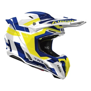 Kask cross AIROH TWIST 3 DYNASTY BLUE YELLOW GLOSS biały niebieski żółty