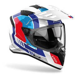 Kask integralny AIROH BANDIT BADX-X HORN WHITE GLOSS biały niebieski czerwony