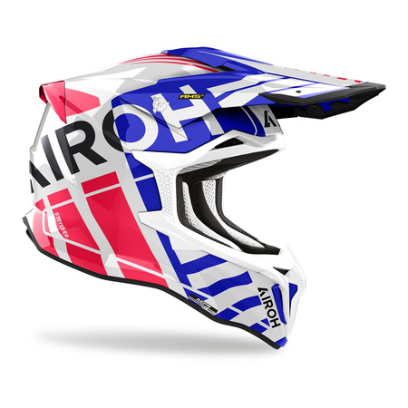 Kask cross AIROH STRYCKER BRAVE BLUE/RED GLOSS niebieski czerwony biały