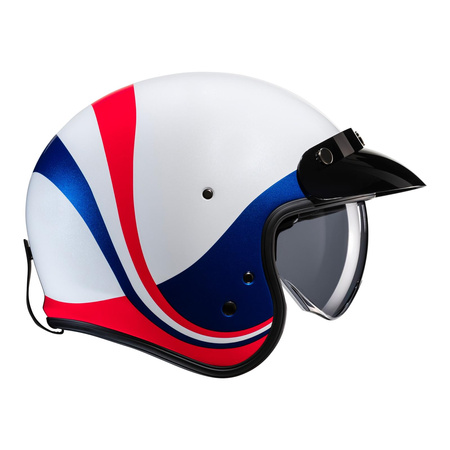 Kask otwarty HJC V31 EMGO WHITE/BLUE biały czerwony niebieski