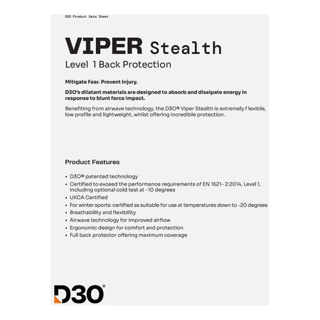 Protektor wymienny pleców SECA D3O VIPER STEALTH LEVEL 1 pomarańczowy