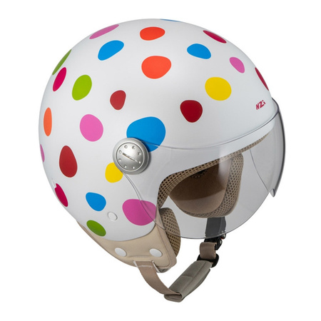 Kask otwarty NZI PASARELA LUNAR MULTICOLOR MATT biały czerwony niebieski różowy żółty