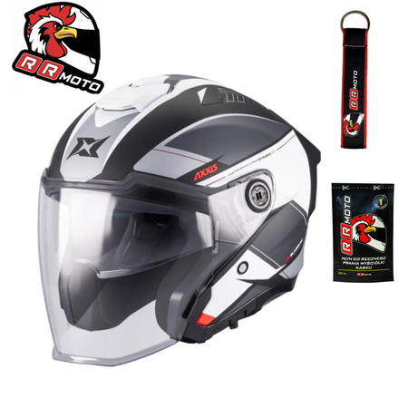 Kask otwarty AXXIS BLAZER SV TRAFFIC B0 MATT czarny szary biały