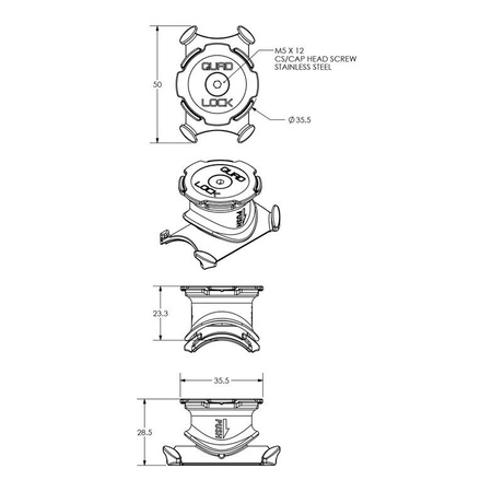 Podstawa QUAD LOCK na mostek/kierownicę rowerową czarny