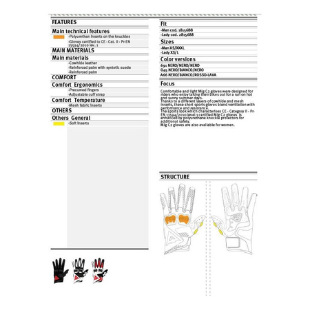 Rękawice miejskie DAINESE MIG C2 BLACK/RED czarny czerwony