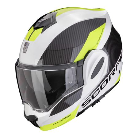 Kask szczękowy SCORPION EXO-TECH EVO TEAM WHITE/NEON YELLOW biały żółty fluo