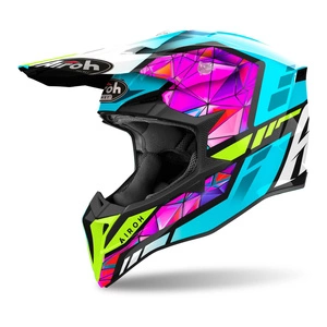 Kask cross AIROH WRAAAP DIAMOND GLOSS niebieski fioletowy żółty fluo