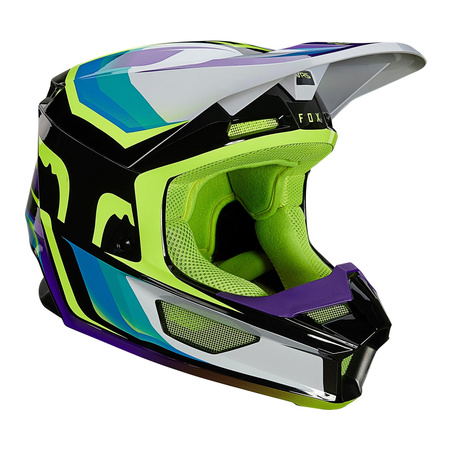 Kask cross FOX V1 TRO AQUA żółty fluo niebieski biały czarny fioletowy