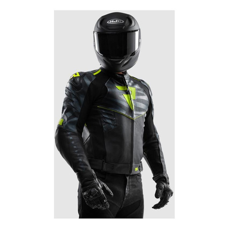 Kurtka skórzana REBELHORN VANDAL 2 BLACK/GREY/FLUO YELLOW czarny szary żółty fluo