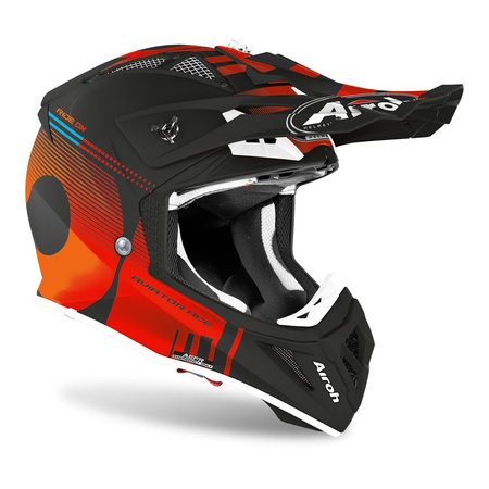 Kask cross Airoh AVIATOR ACE NEMESI ORANGE MATT czarny czerwony
