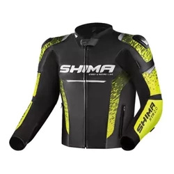 Kurtka skórzana SHIMA STR 2.0 BLACK/FLUO czarny żółty fluo