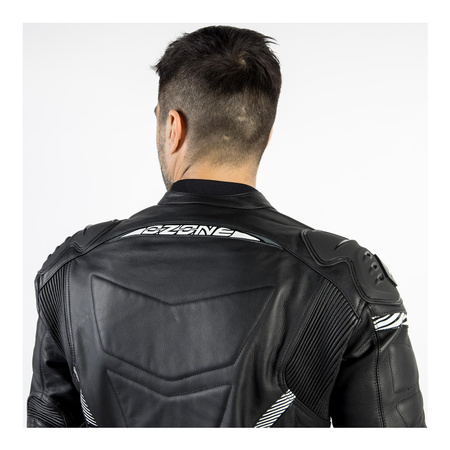 Kurtka skórzana OZONE RS600 BLACK/WHITE czarny biały szary