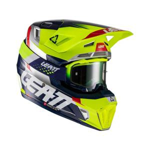 Kask cross LEATT MOTO 7.5 V22 LIME (+GOGLE VELOCITY 4.5) żółty fluo niebieski biały czerwony