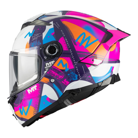 Kask integralny MT THUNDER 4 R SV PIPEN C8 GLOSS biały różowy niebieski pomarańczowy