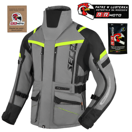 Kurtka tekstylna SECA ARRAKIS III TITANIUM szary żółty fluo czarny