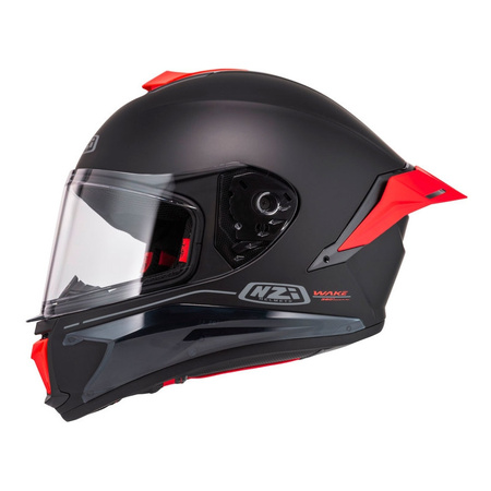 Kask integralny NZI WAKE STREAM BOOSTER SOLID BLACK RED MATT czarny czerwony
